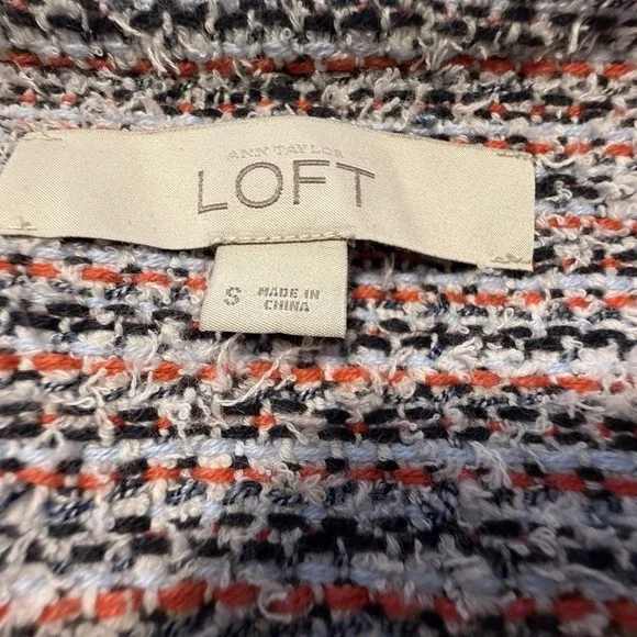 Ann Taylor LOFT Multi-Color Tweed Open Front‎ Bell Sleeve Jacket S Preppy 89-13 - Picture 3 of 12